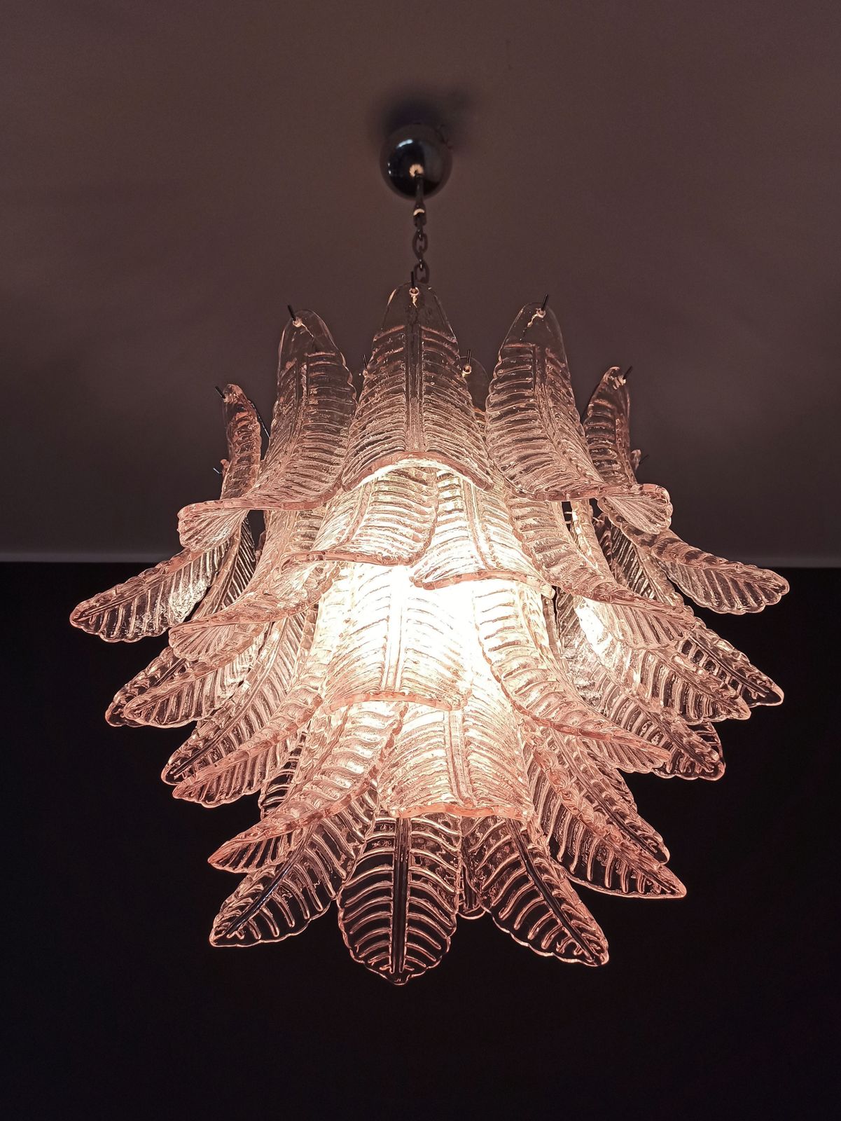 Italian Murano Six Tier Felci Glass Chandelier   36 Pink Glasses photo Lighting