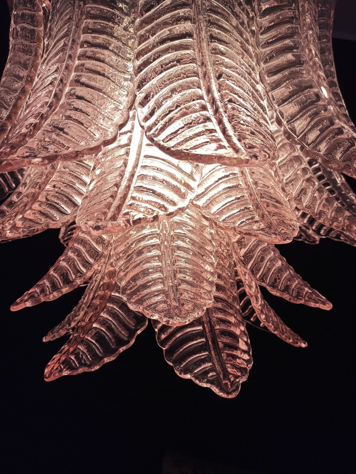 Italian Murano Six Tier Felci Glass Chandelier   36 Pink Glasses photo 1030.0
