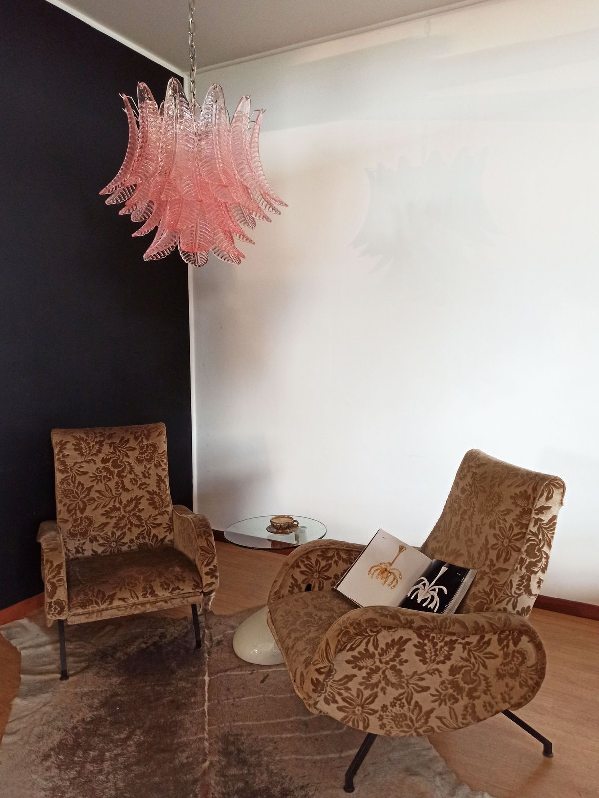 Lighting Italian Murano Six Tier Felci Glass Chandelier   36 Pink Glasses photo