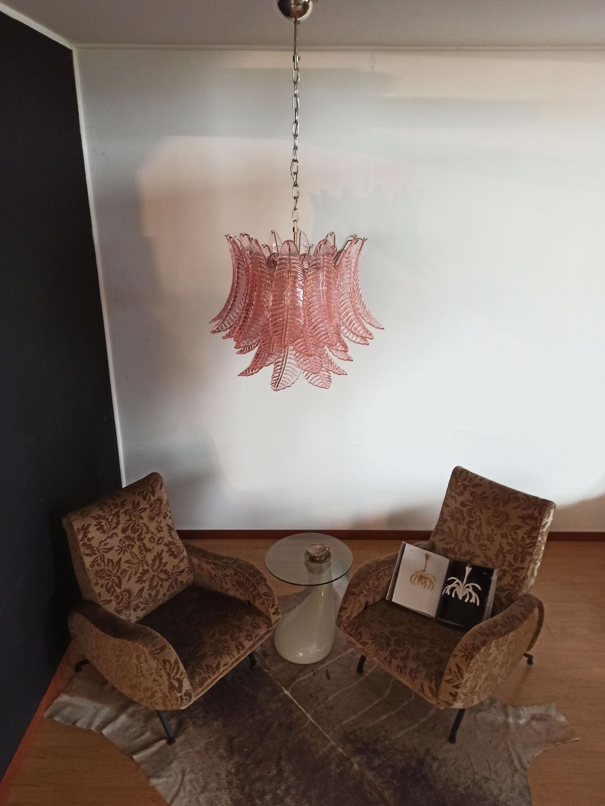 1030.0 Italian Murano Six Tier Felci Glass Chandelier   36 Pink Glasses photo