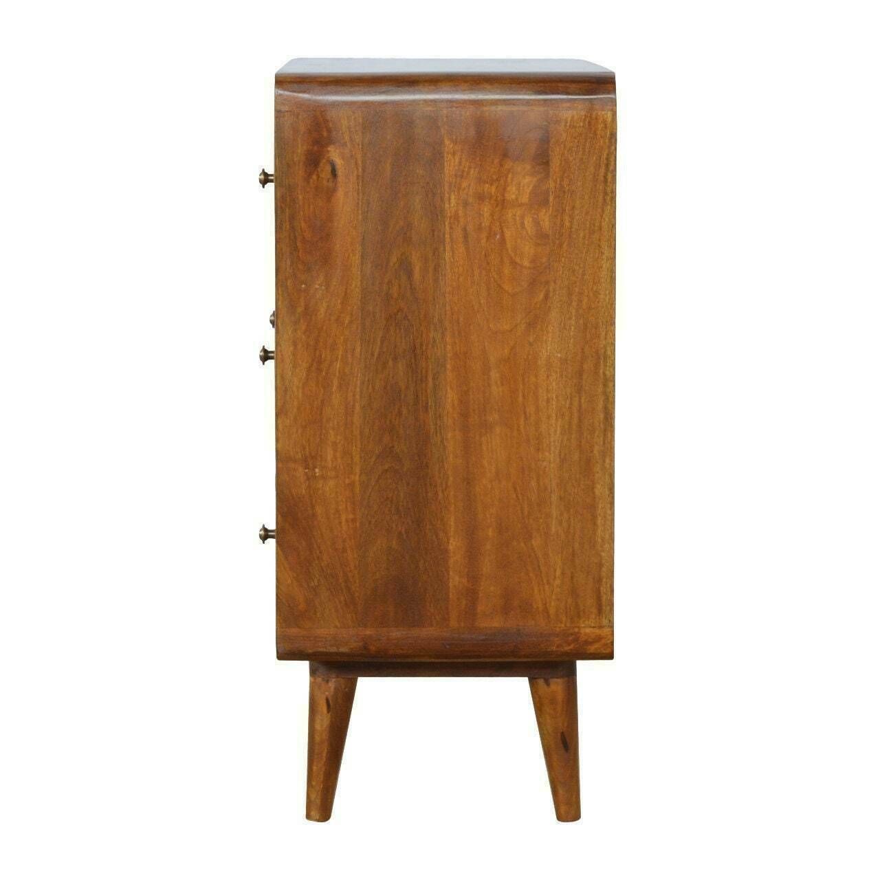 Handmade Solid Wood Mid Century Style Curved Chestnut Chest Of Drawers Storage Bedroom Furniture photo vintage
