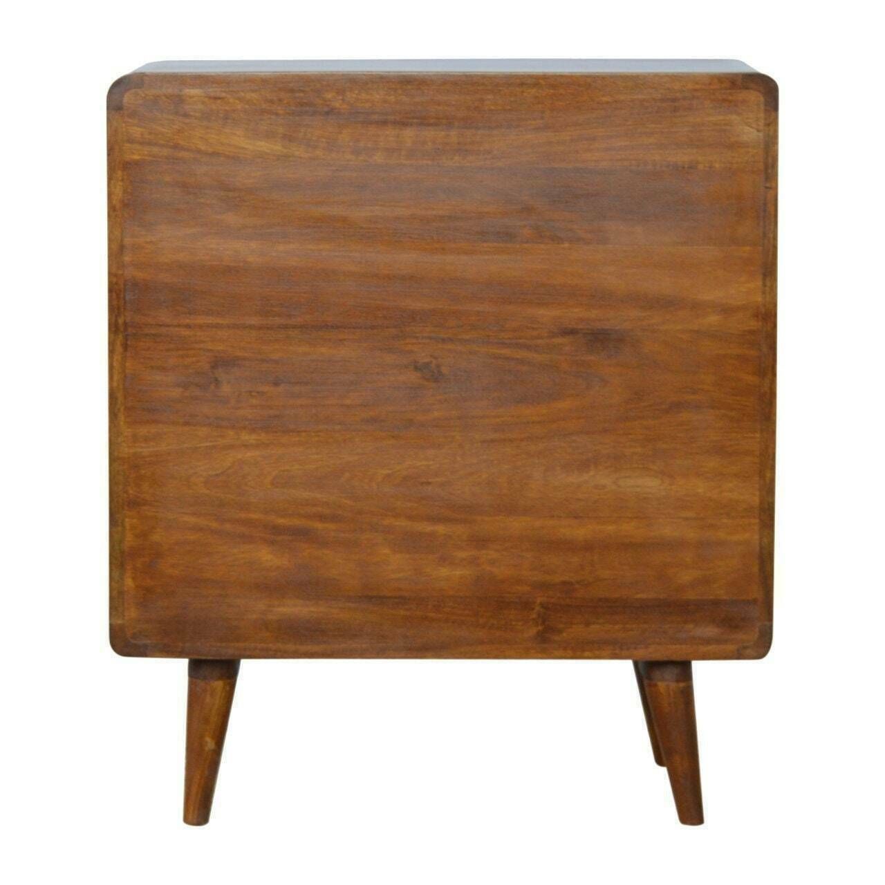 photo furniture Handmade Solid Wood Mid Century Style Curved Chestnut Chest Of Drawers Storage Bedroom Furniture