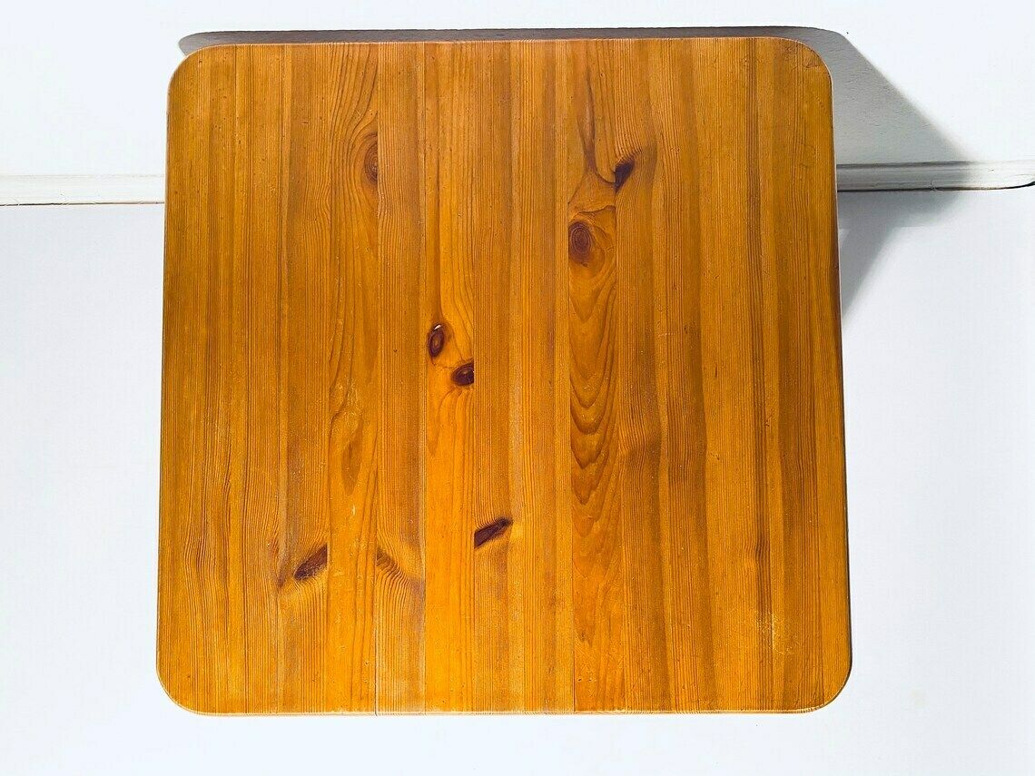 Vintage Danish Brutalist Square Wooden Coffee Table / 1960s photo vinterior