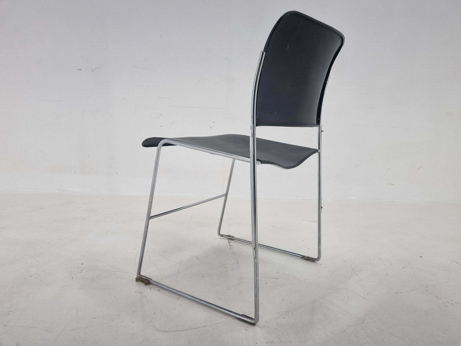Midcentury David Rowland 40/4 Black And Chrome Side Chair, 1970 photo vinterior