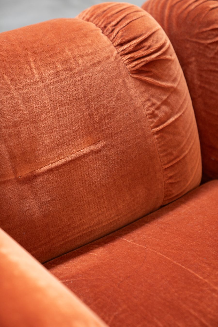 Orange Chenille Sofas, Two And Three Seater, Set Of 2, 1970s photo buy