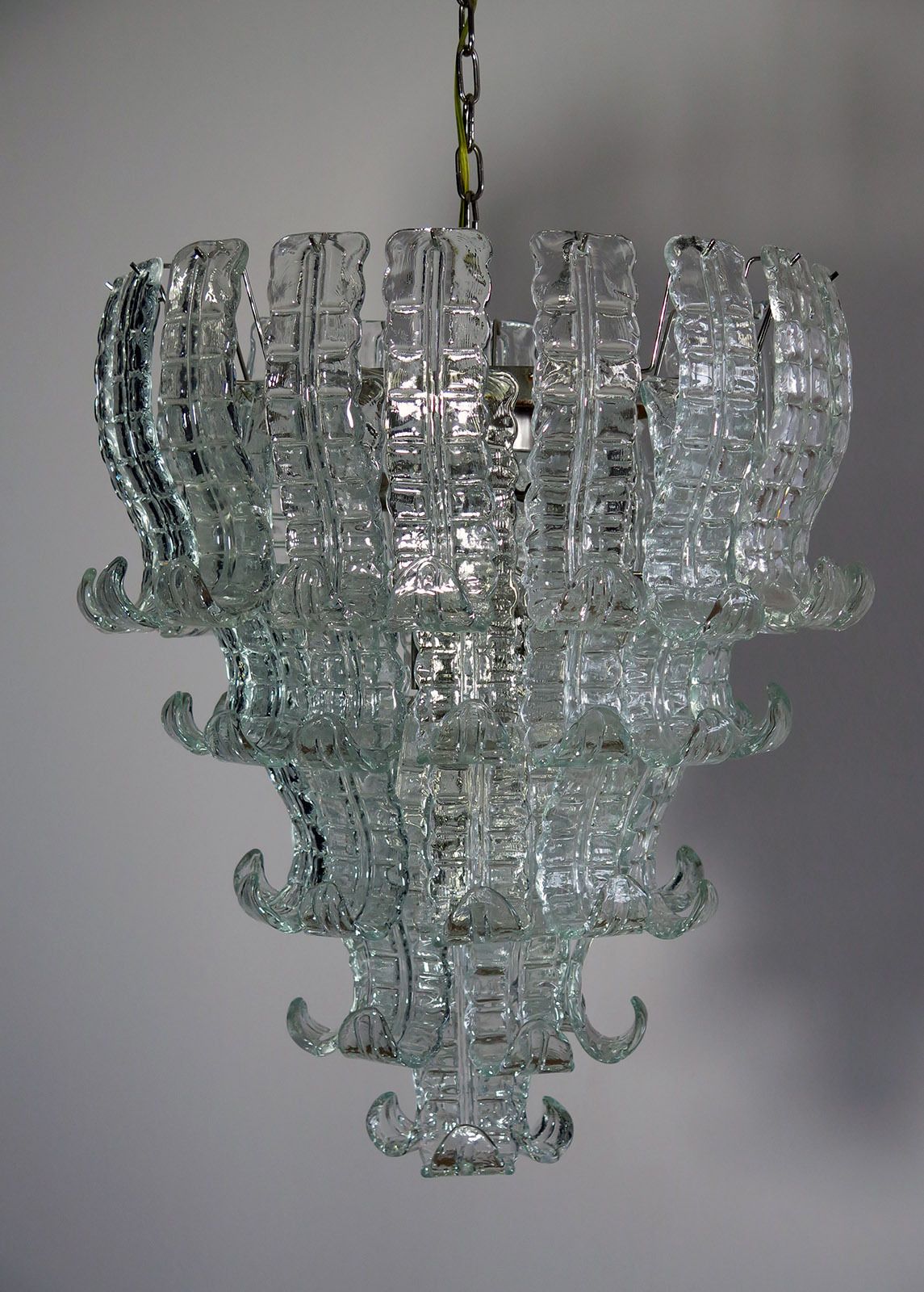 Italian Murano Six Tier Felci Glass Chandelier   52 Glasses photo for sale