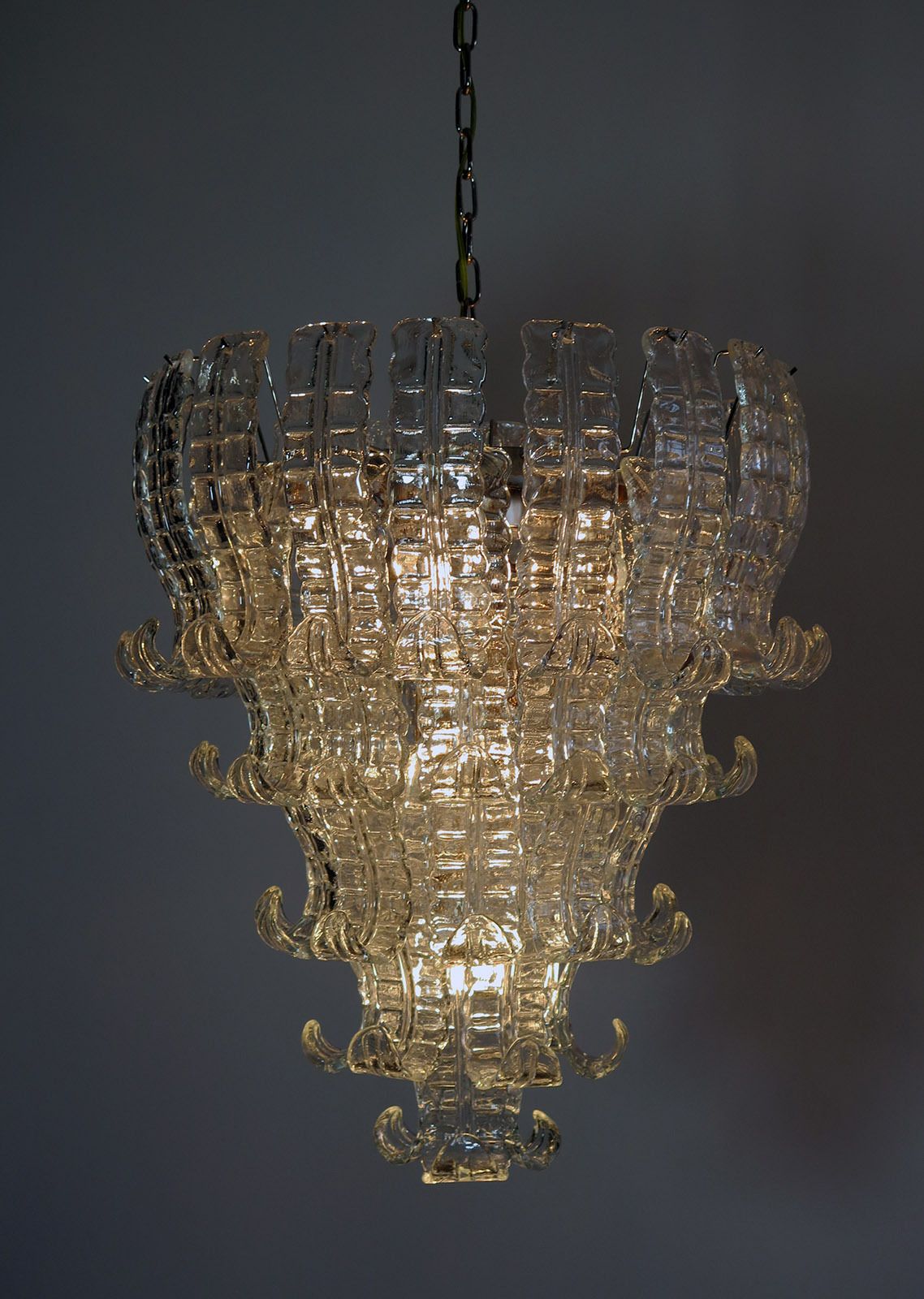 Italian Murano Six Tier Felci Glass Chandelier   52 Glasses photo vinterior
