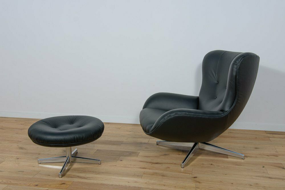 Mid Century Ml 214 Lounge Chair With Ottoman By Illum Wikkelsø For Mikael Laursen, 1960s, Set Of 2 photo vintage