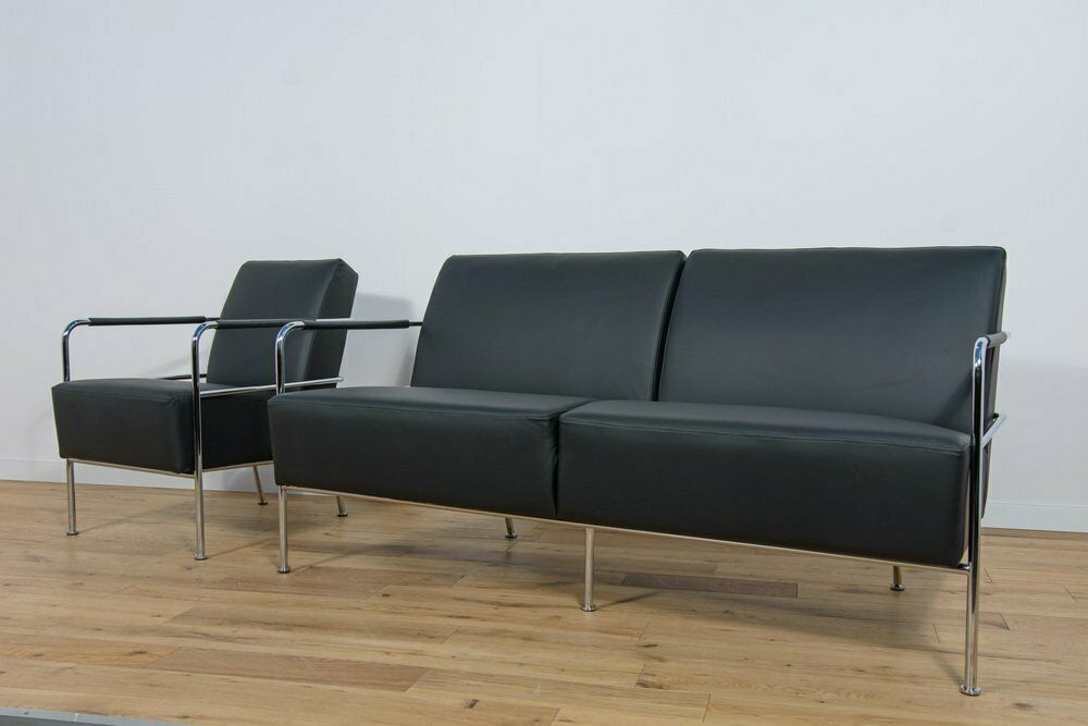 Swedish Leather Sofa And Armchair By Gunilla Allard For Lammhults, 1990s, Set Of 2 photo furniture