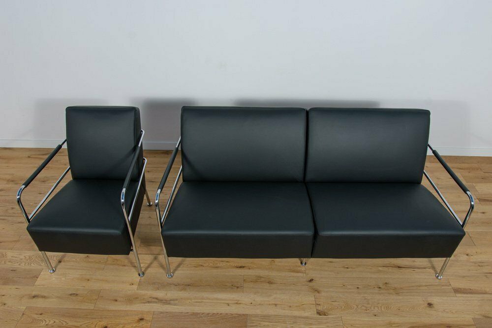 Swedish Leather Sofa And Armchair By Gunilla Allard For Lammhults, 1990s, Set Of 2 photo 3762.0