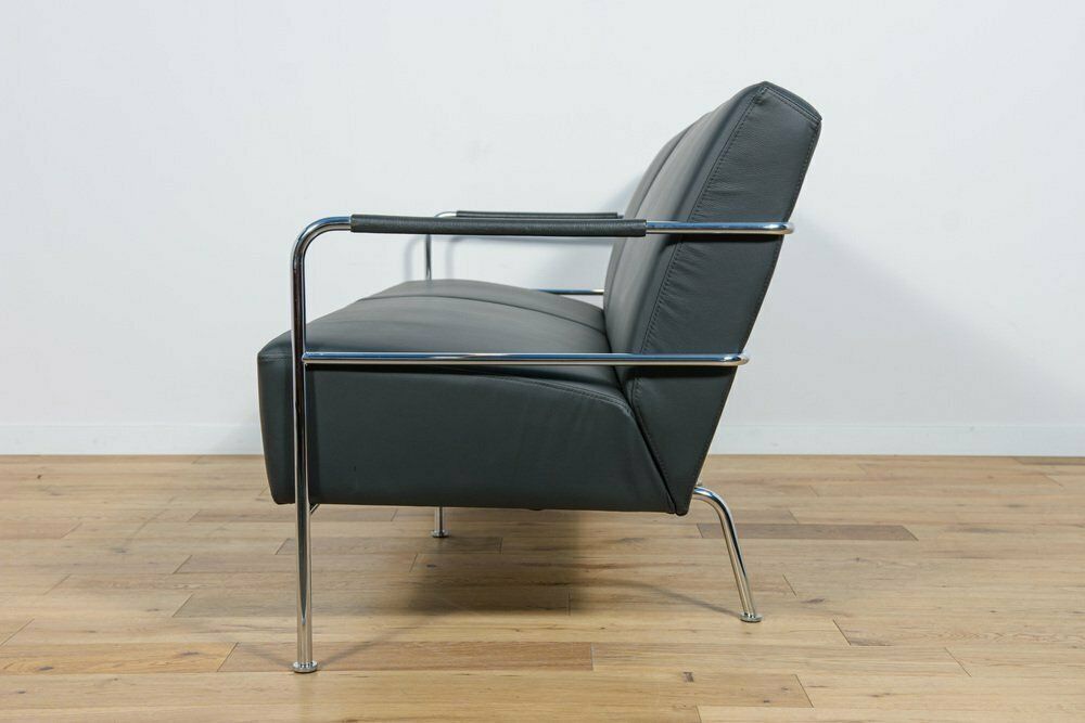 Furniture Swedish Leather Sofa And Armchair By Gunilla Allard For Lammhults, 1990s, Set Of 2 photo