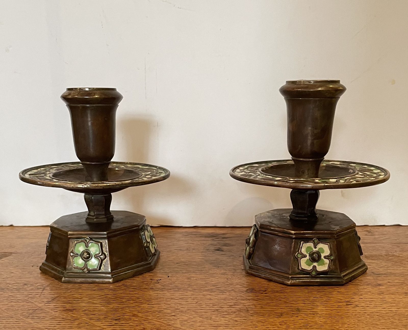 Pair Of Arts And Crafts Candlesticks By Nelson Dawson