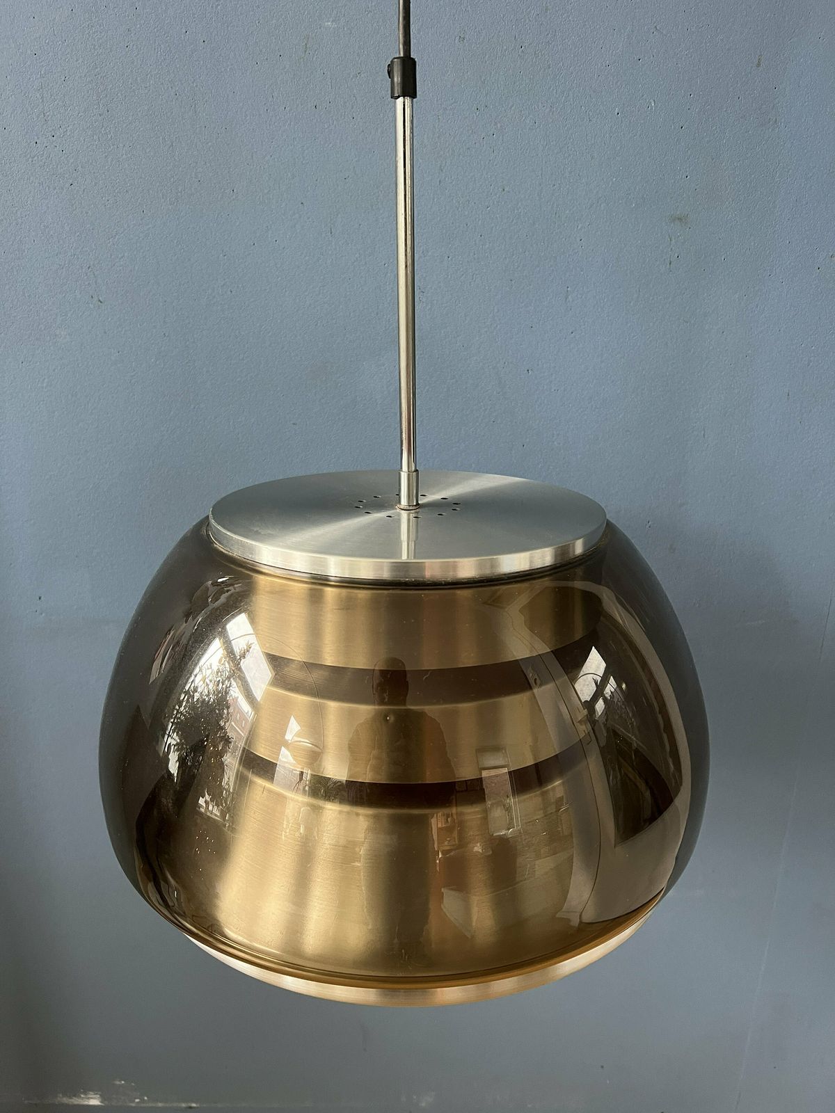 Mid Century Space Age Hanglamp Met Rookglas Kap photo buy