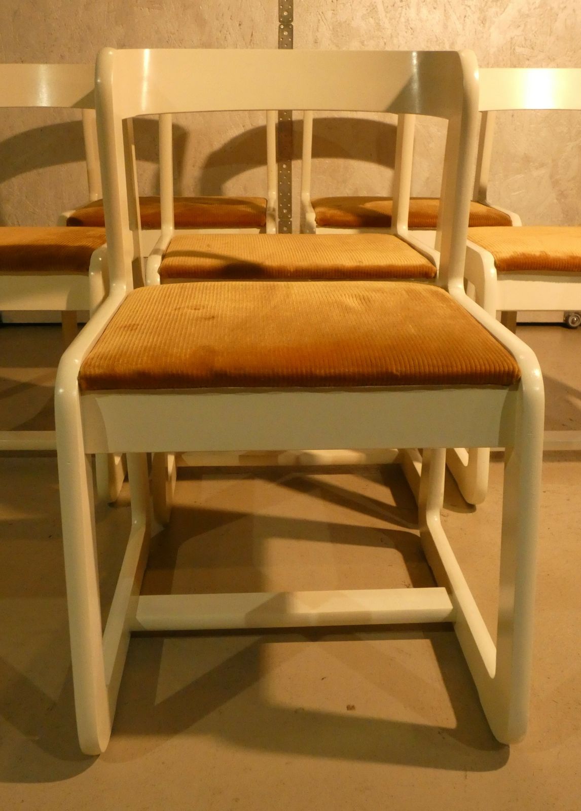 Furniture Set Of 6 Velvet And Wood Chairs By Mario Sabot, Italy 1970s photo