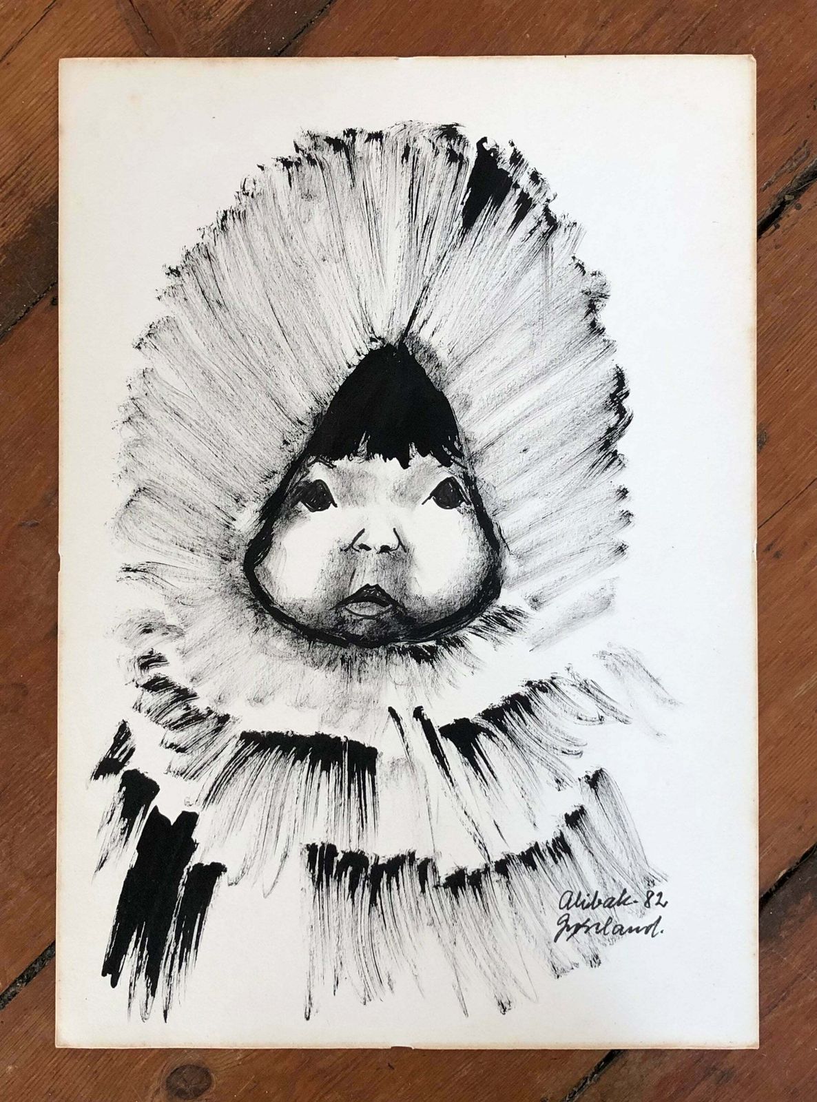 Four Drawings With Motives From Greenland By Artist Alibak Johansen (1921 2007) photo for sale