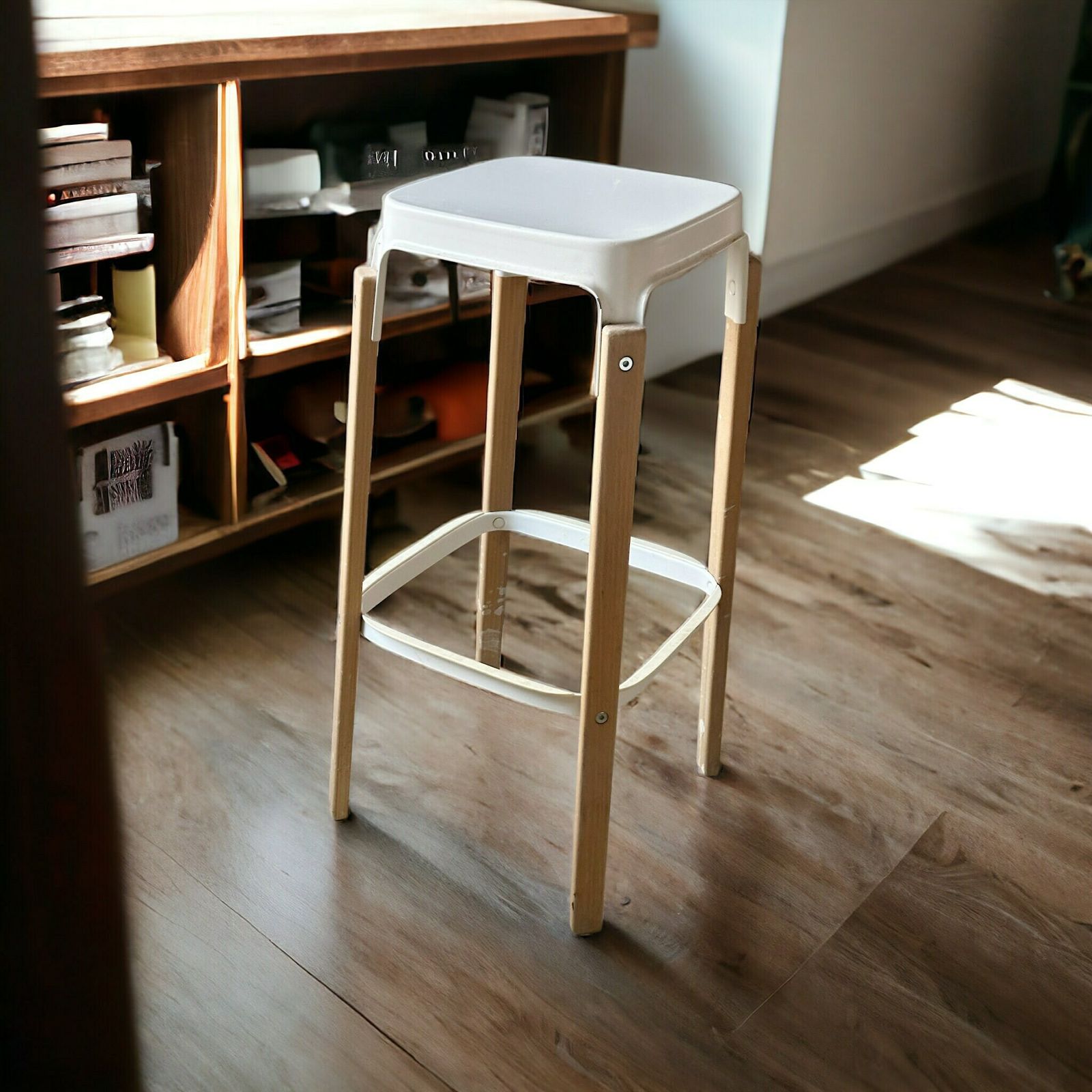 Magis Bouroullec Steelwood Bar Stool Metal White Natural Wood & Metal Set Of 4 photo 600.0