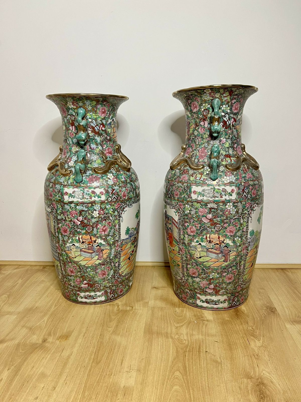 Home Decor Fantastic Pair Of Antique Large Chinese Floor Standing Vases photo