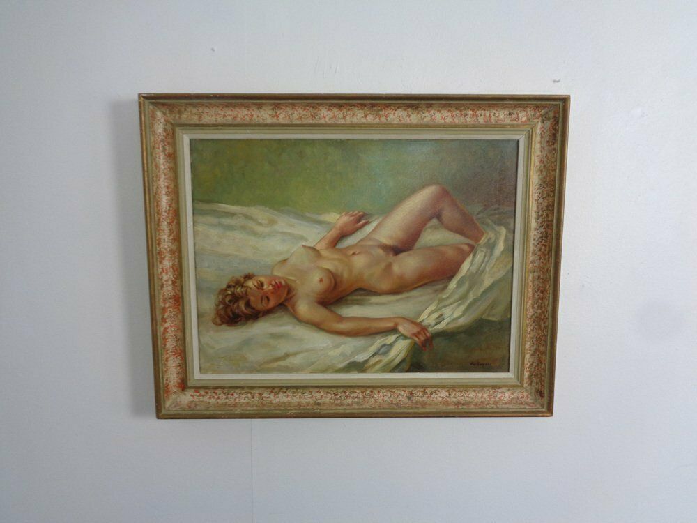 Nussbaumer, Nude Painting, 1930s, Oil On Canvas, Framed photo Art