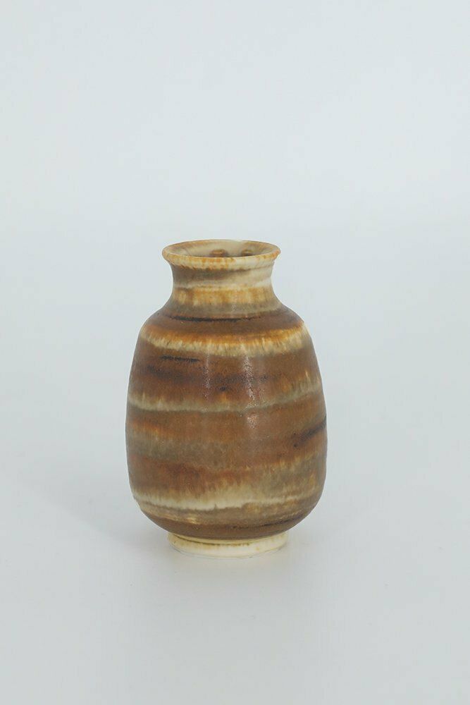 Set Van 4 Kleine Mid Century Scandinavisch Moderne Honingkleurige Stoneware Vaasjes Door Gunnar Borg Voor Höganäs Ceramics, Jaren 1960 photo Woonaccessoires
