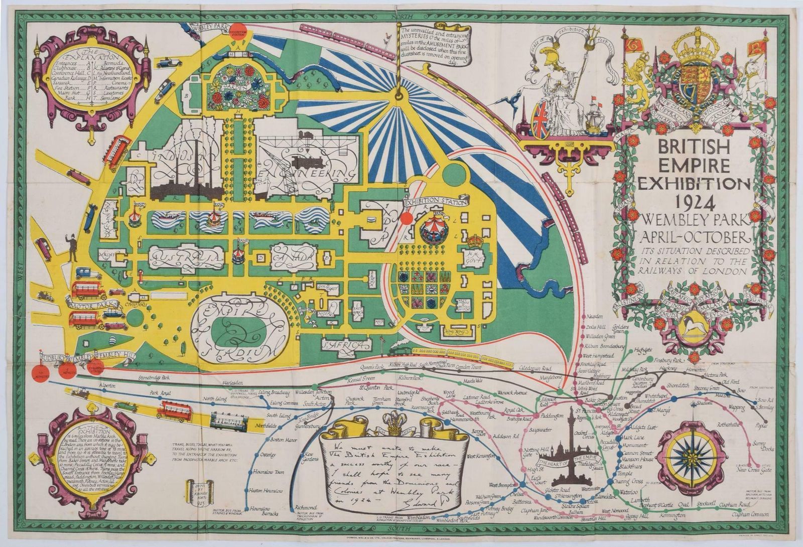 Stanley Kennedy North British Empire Exhibition 1924 Wembley Map By Stanley Kennedy North 1924