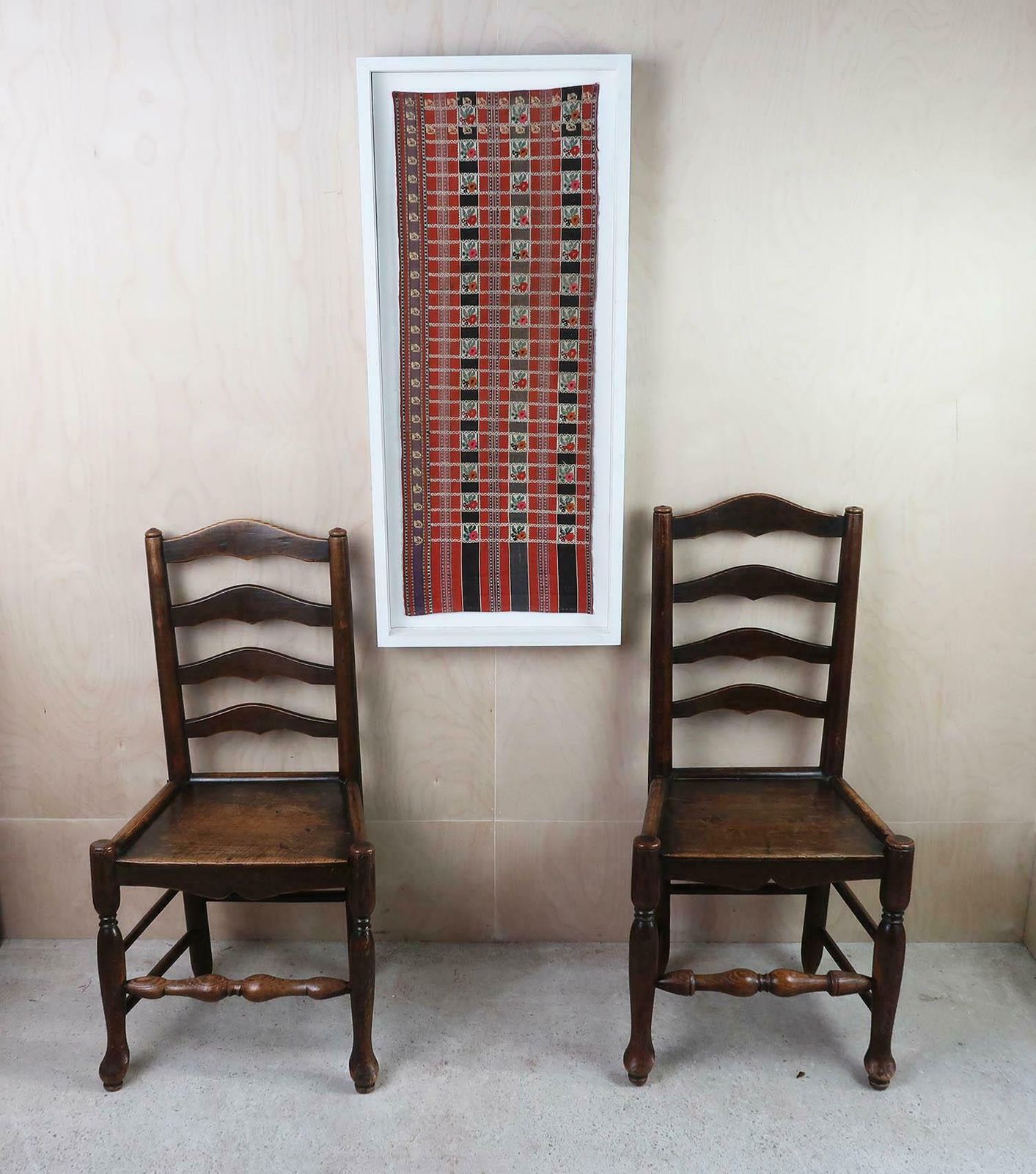 Near Pair Of Antique Welsh Country Ladder Back Chairs. C.1800 photo furniture
