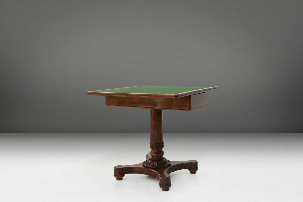 Victorian Burl Wood Folding Card Table, 19th Century photo furniture