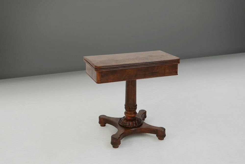 Victorian Burl Wood Folding Card Table, 19th Century photo 1493.0
