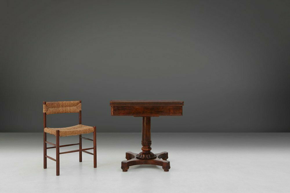 Victorian Burl Wood Folding Card Table, 19th Century photo vintage