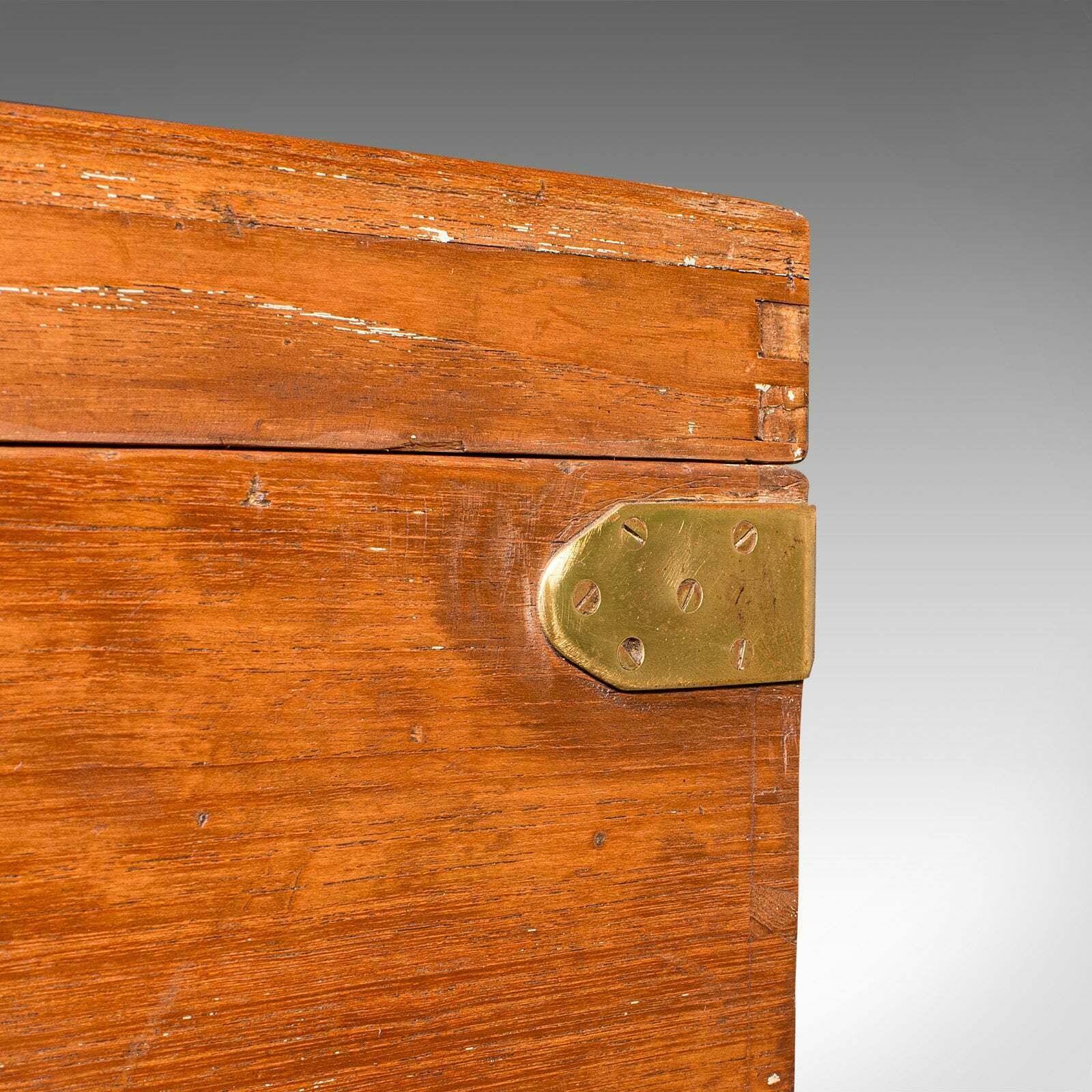 photo furniture Antique Workman's Tool Chest, English, Teak, Brass, Craftsman's Trunk, Victorian