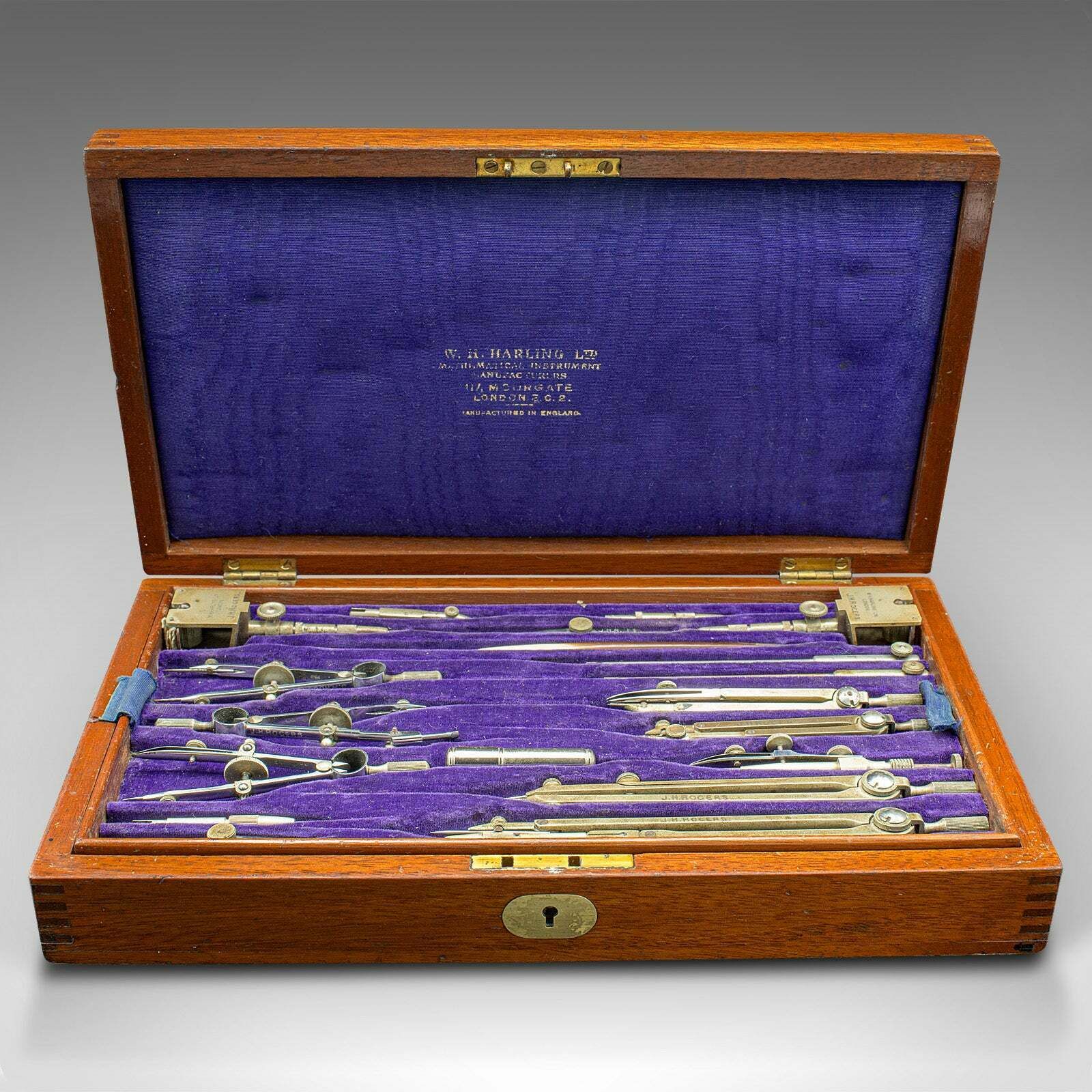 Antique Cased Draughtsman's Set, English, Drawing Tools, Wh Harling, Edwardian photo for sale