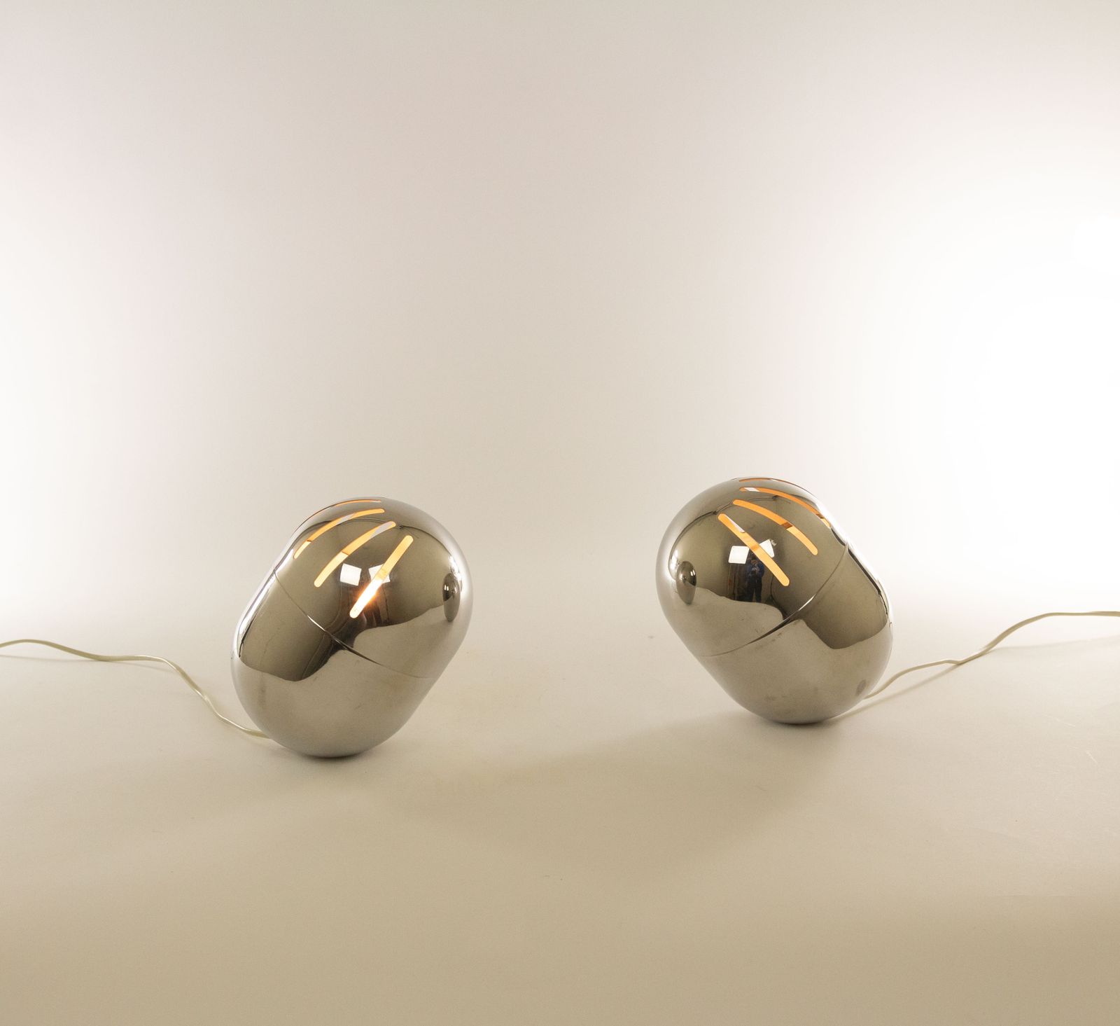 Pair Of Italian Chrome Table Lamps By Reggiani, 1970s photo buy