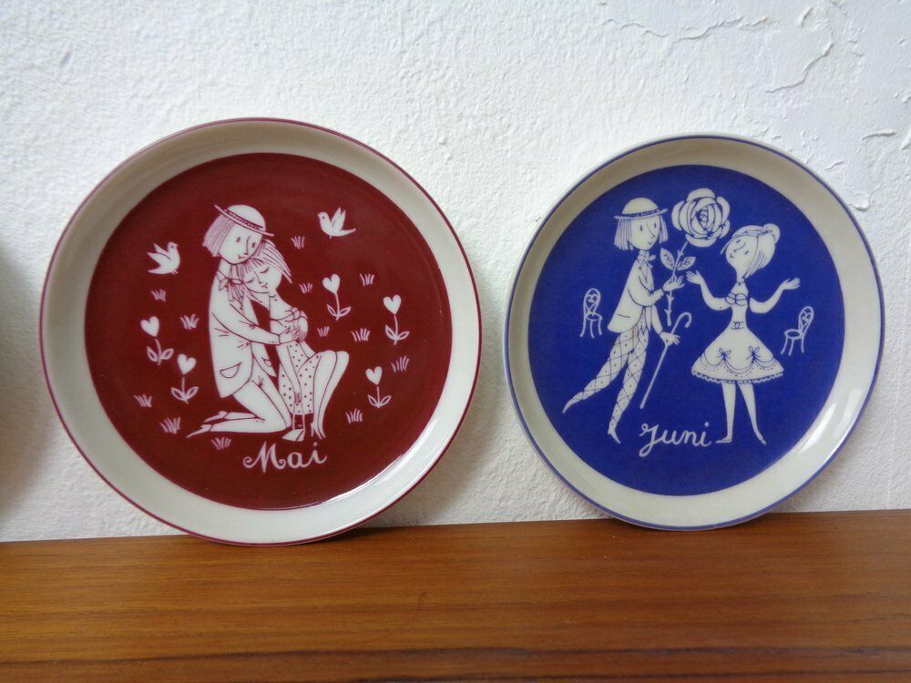 photo vinterior Porcelain Coasters By Raymond Peynet For Rosenthal Studio Line, 1960s, Set Of 12