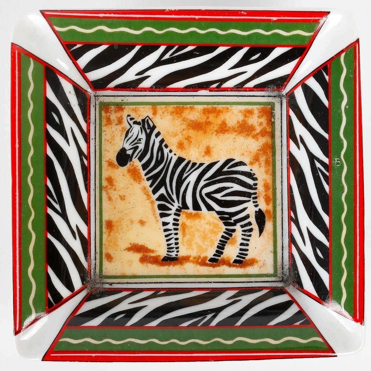 2 Ashtrays With Animal Motifs, Painted Porcelain. photo for sale