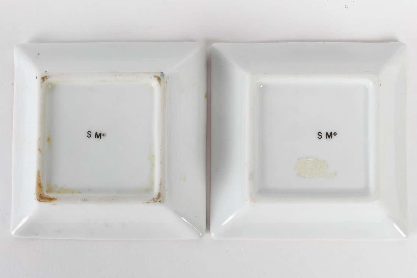 2 Ashtrays With Animal Motifs, Painted Porcelain. photo buy