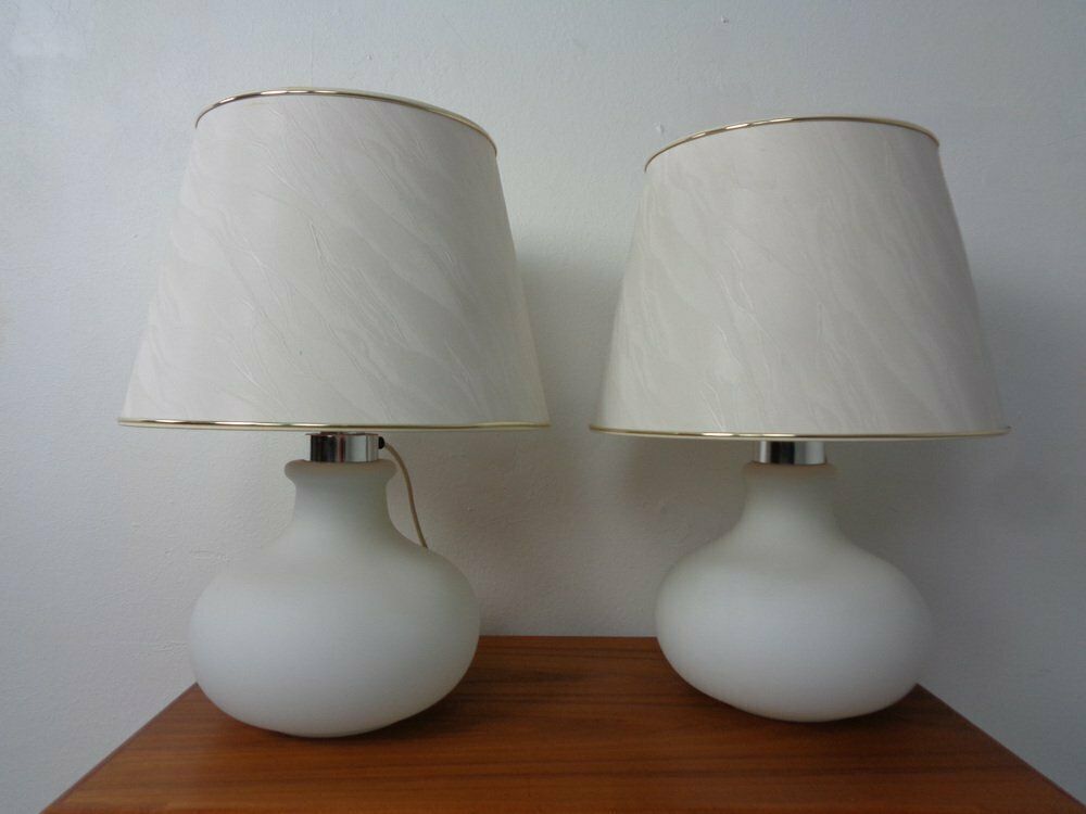 Opaline Glass Table Lamps From Glashütte Limburg, 1960s, Set Of 2 photo vinterior