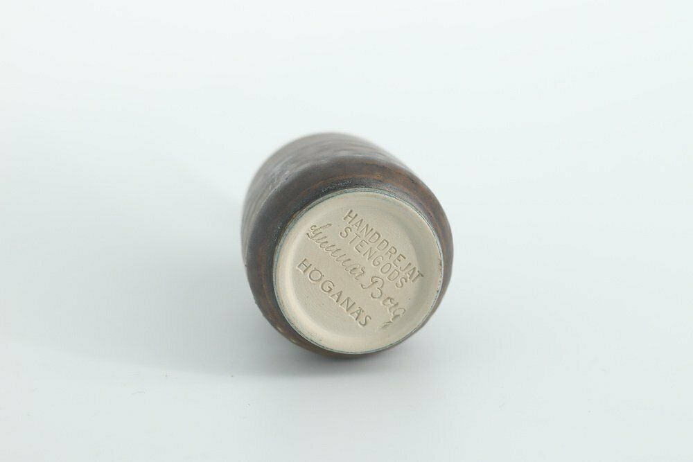 photo for sale Small Mid Century Scandinavian Modern Brown Stoneware Vases By Gunnar Borg For Höganäs Ceramics, 1960s, Set Of 4