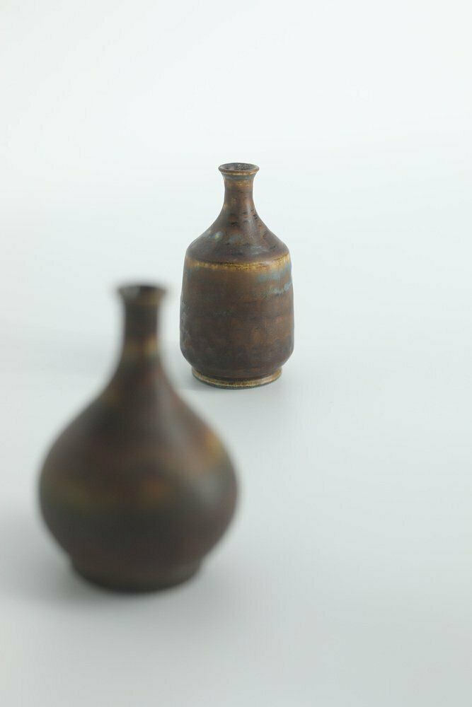 Home Decor Small Mid Century Scandinavian Modern Brown Stoneware Vases By Gunnar Borg For Höganäs Ceramics, 1960s, Set Of 4 photo