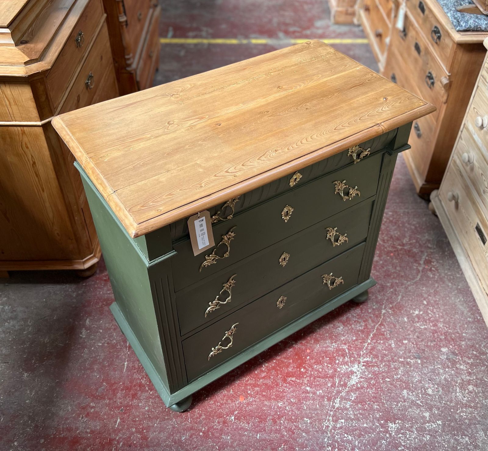 Scandinavian Antique Pine Chest Of Drawers Painted In Little Greene photo 695.0
