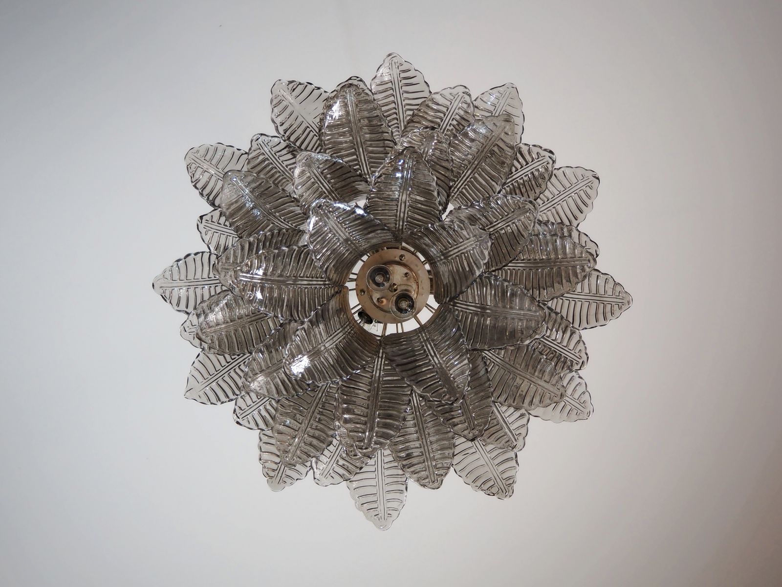 photo furniture Italian Murano Three Tier Smoked Felci Glass Chandelier