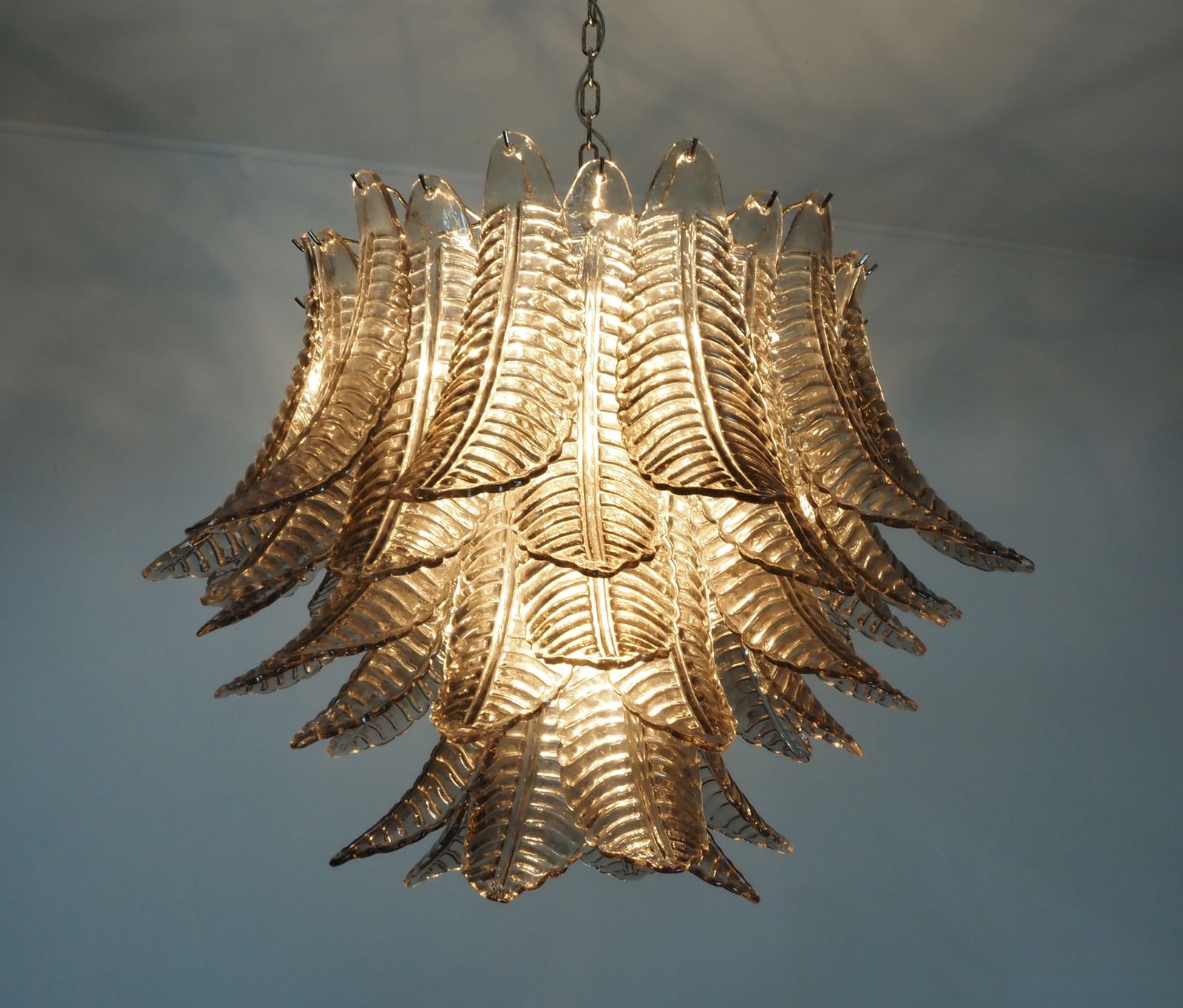 1610.0 Italian Murano Three Tier Smoked Felci Glass Chandelier photo