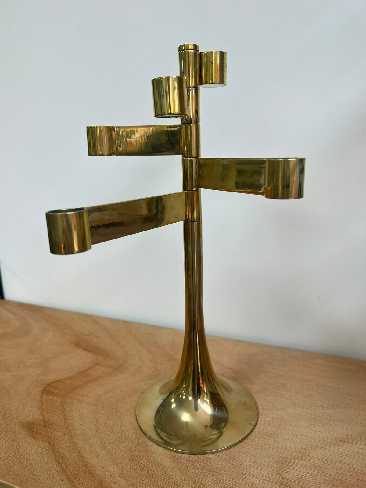 Vintage Mid Century Candelabra, Modernist Candlesticks Holder With Five Arms, photo for sale