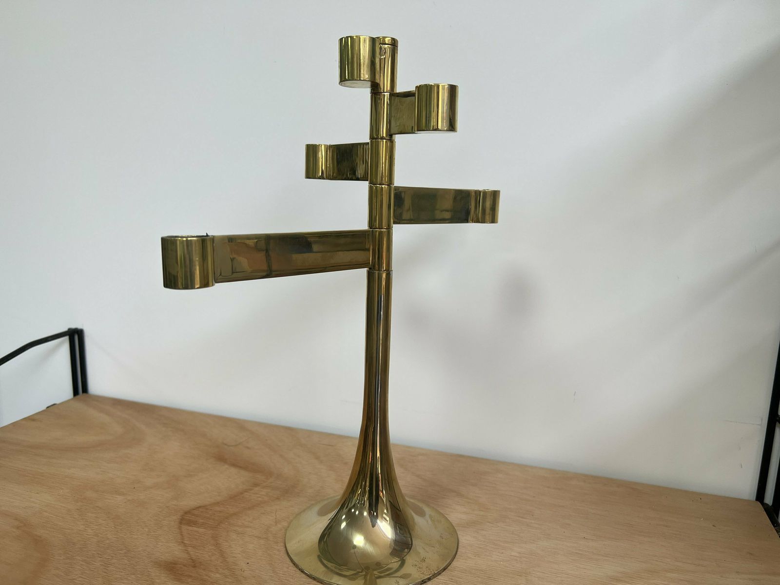 Vintage Mid Century Candelabra, Modernist Candlesticks Holder With Five Arms, photo 145.0
