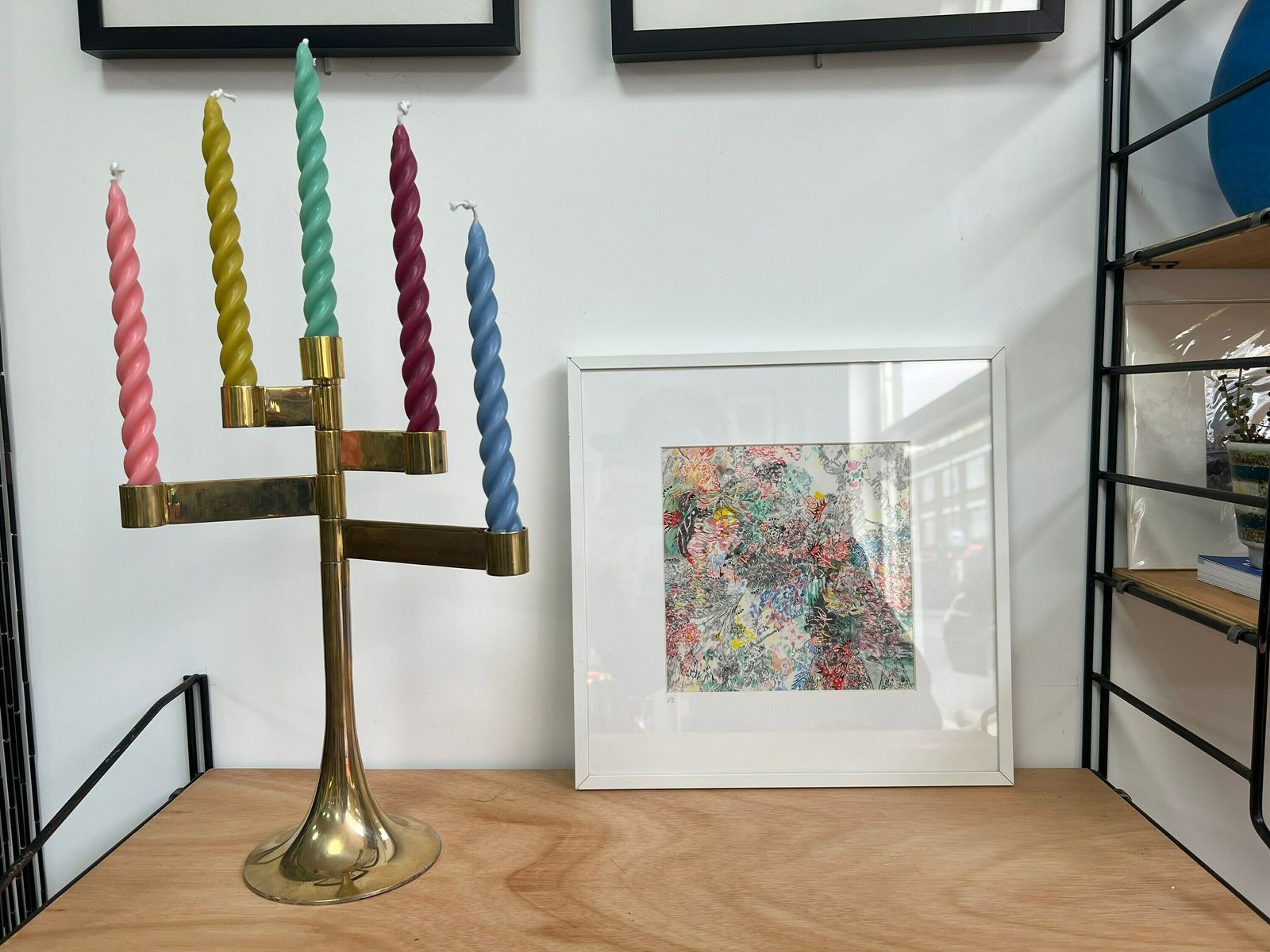 Vintage Mid Century Candelabra, Modernist Candlesticks Holder With Five Arms, photo vinterior