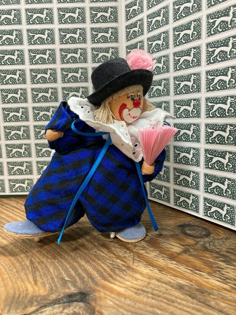Vintage G.Prosel Pair Of Clowns, Made In West Germany, Handmade Clowns, Dolls photo vinterior