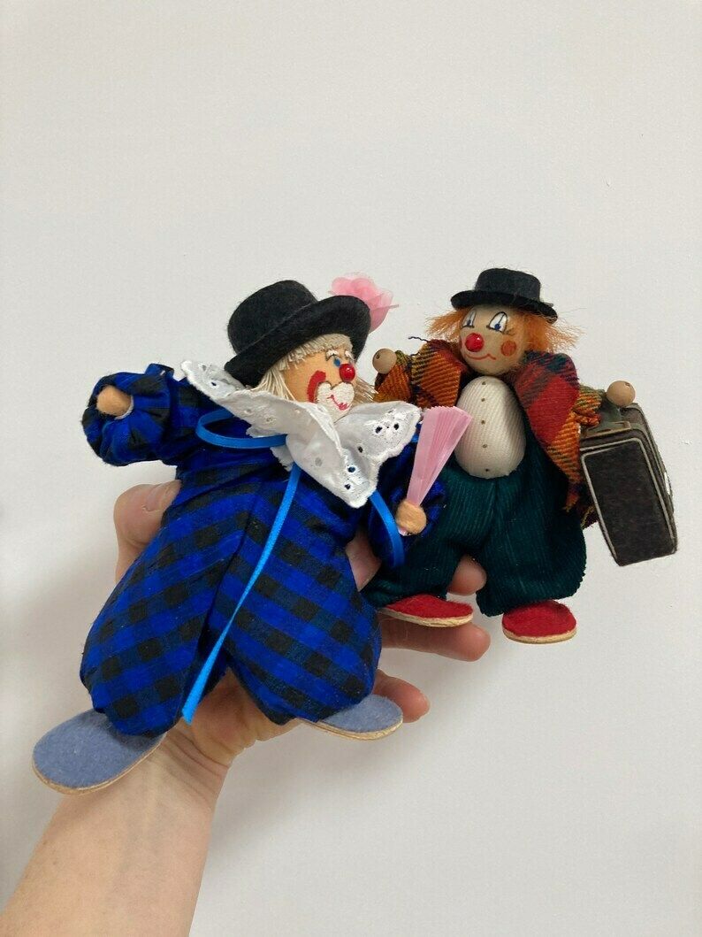 photo furniture Vintage G.Prosel Pair Of Clowns, Made In West Germany, Handmade Clowns, Dolls