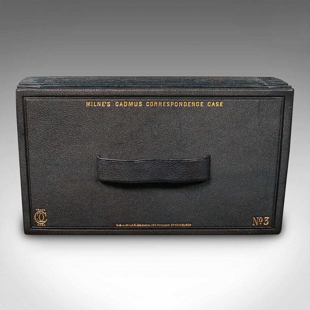 Antique Correspondence Case, Scottish Leather, W & J Milne, Edinburgh, Victorian photo for sale