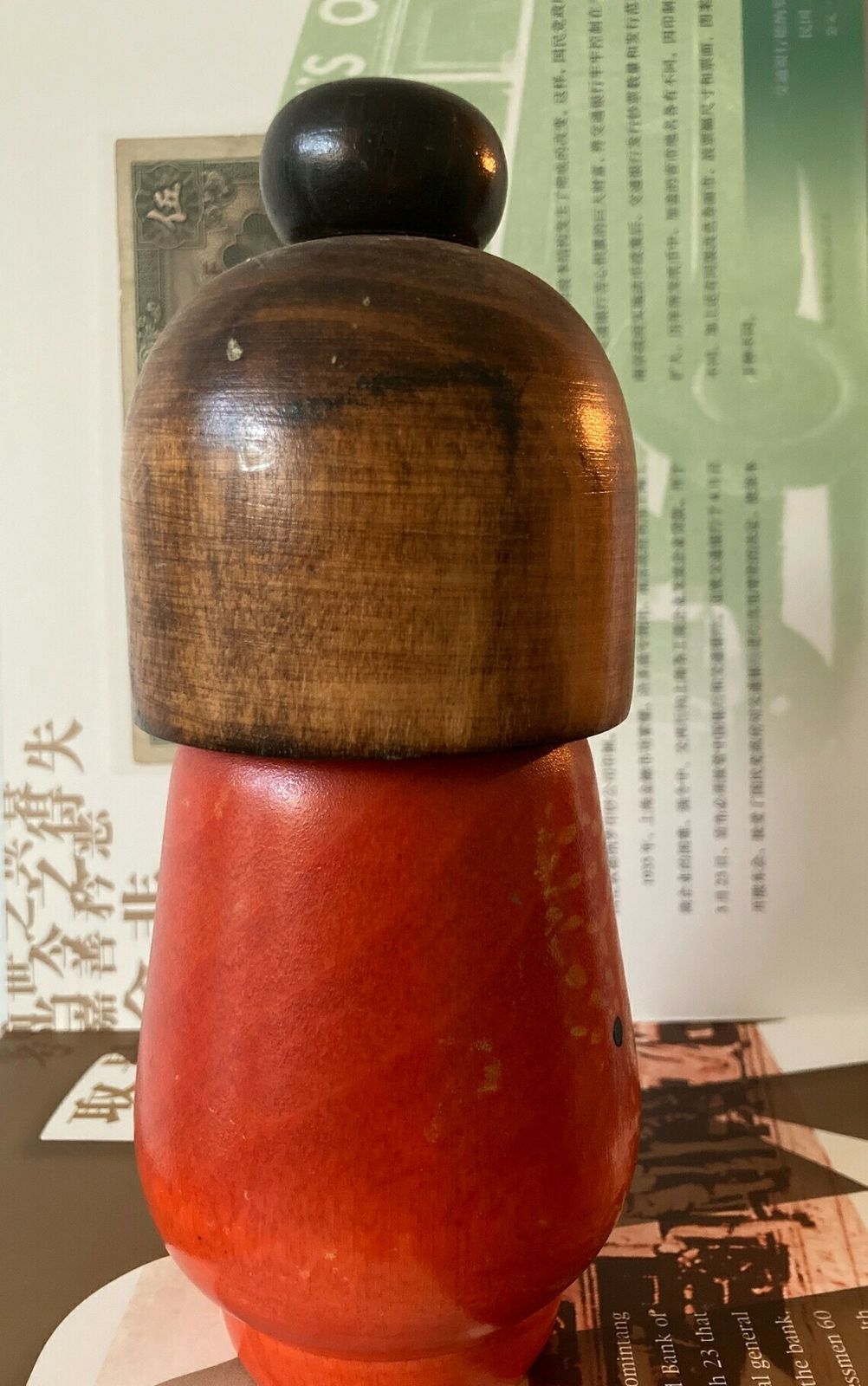 Kokeshi Doll By Kazuo Vintage Creative Japanese Vintage Handcrafted Doll Red Kimono photo 154.0