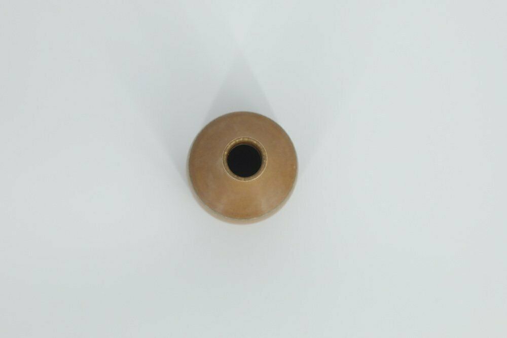 Small Mid Century Scandinavian Modern Collectible Caramel Stoneware Vase By Gunnar Borg For Höganäs Ceramics, 1960s photo furniture