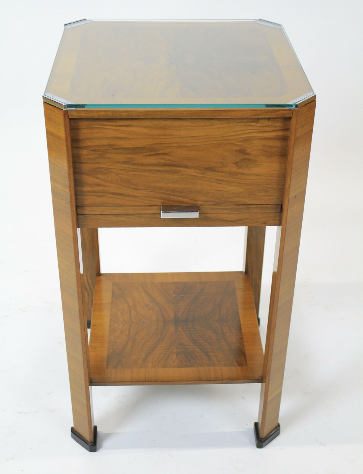Fine Art Deco  Walnut 2 Tier Table With Maple Slides Circa 1930s photo vinterior