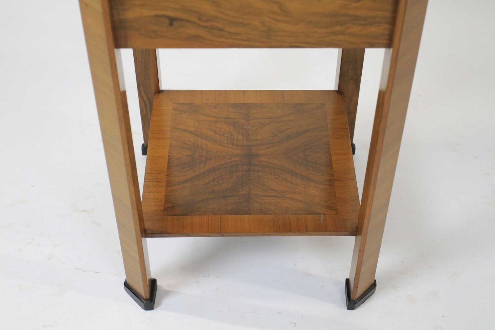 Fine Art Deco  Walnut 2 Tier Table With Maple Slides Circa 1930s photo vintage